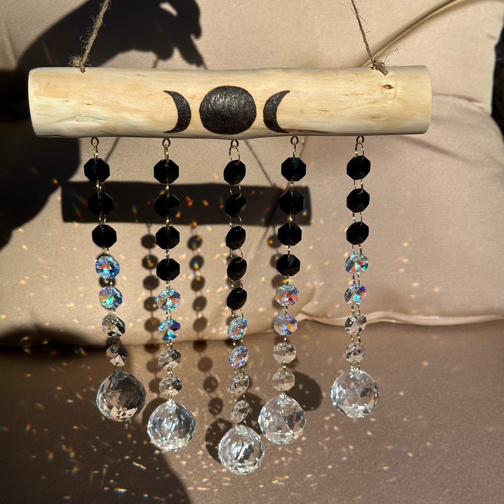 🌙 Moon phase crystal veil sun catcher💖